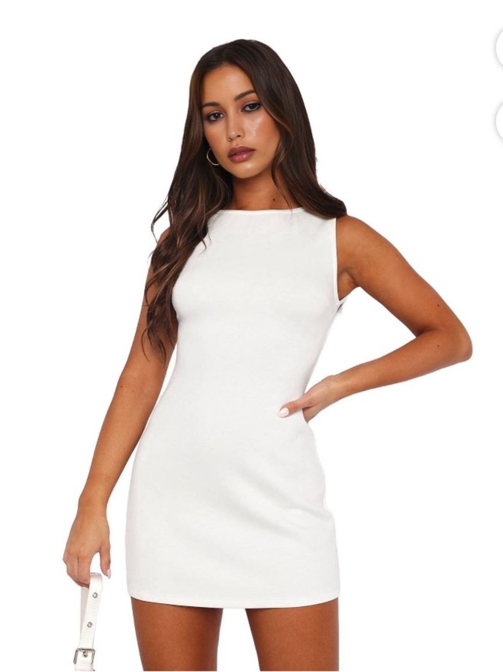 Ofeefan SMALL Classic White Sleeveless BodyCon Dress